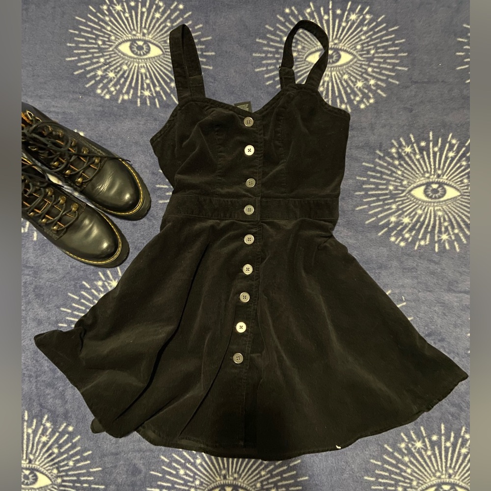 Social Collision black corduroy button up skater dress sz small euc hot topic